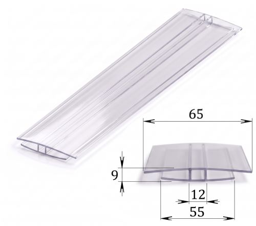 polykarbonátový H-profil 6 mm čirý, délka 4 m LG5444