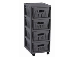 Regál Curver Infinity Dots 4x11L se zásuvkami tmavě šedý