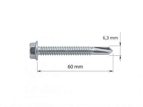 vrut do železa TEX 6,3 x 60 mm šestihranná hlava LG5594