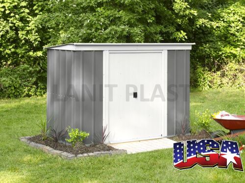 Kovový zahradní domek ARROW PT 64, šedý - 194 x 119 cm