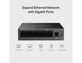 Switch TP-Link Mercusys MS105GS 5x GLAN, kov (3)