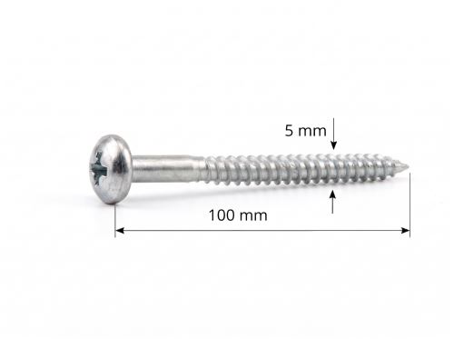 vrut do dřeva 5x100 mm půlkulatá hlava kříž LG5592