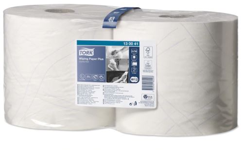 Utěrka Tork Plus W1, W2 v miniroli, papírová, bílá, 2ks, 750 útržků
