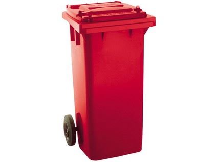 Popelnice PROTECO popelnice 240 L plastová červená s kolečky, 10.86-P240-CR