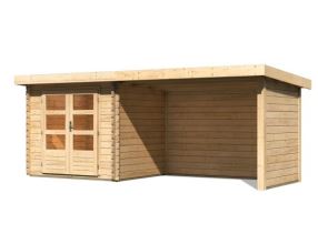 dřevěný domek KARIBU BASTRUP 2 + přístavek 300 cm včetně zadní a boční stěny (91531) natur LG2945