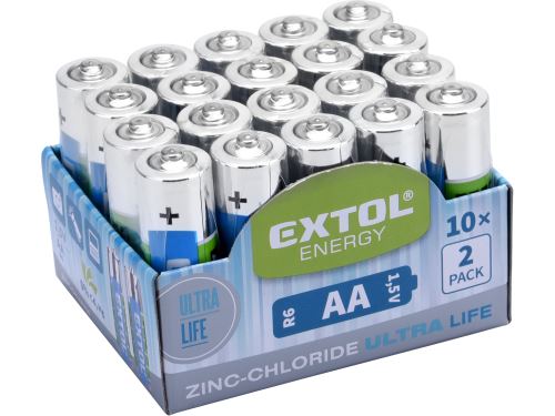 Baterie AA EXTOL ENERGY baterie zink-chloridové, 20ks, 1,5V AA (R6), 42003