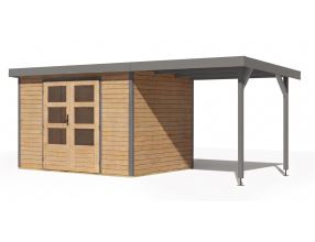 hybridní domek KARIBU JUPITER 5A (12405) natur / sv. šedý + přístavek 219 cm LG5036