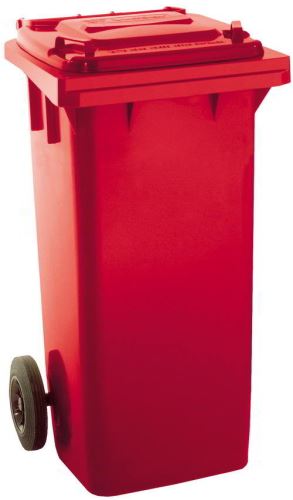 Popelnice PROTECO popelnice 120 L plastová červená s kolečky, 10.86-P120-CR