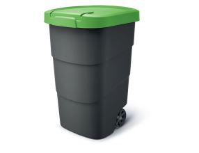 Popelnice Prosperplast Wheeler 110 l antracit se zeleným víkem