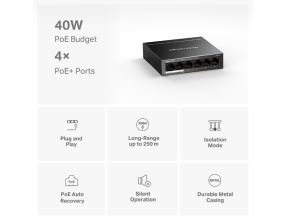 Switch TP-Link Mercusys MS106LP 2x LAN, 4x LAN s PoE, 40W (3)