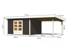 dřevěný domek KARIBU NORTHEIM 4 + přístavek 330 cm (91472) terragrau LG3859 (1)