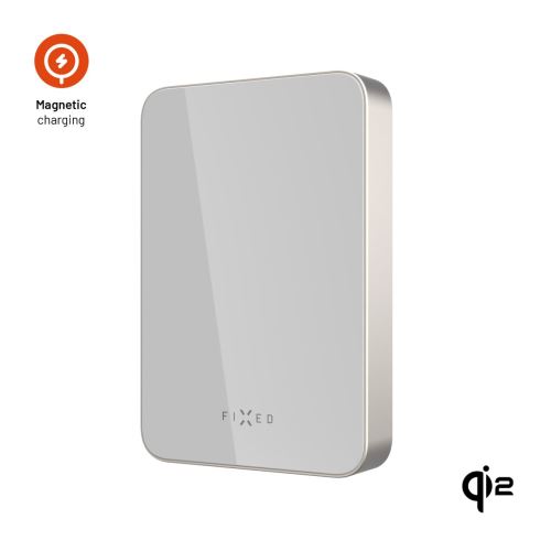 Powerbanka FIXED MagZen 10 Crystal s bezdrátovým nabíjením se standardem Qi2 a podporou MagSafe, 10 000 mAh, titanová