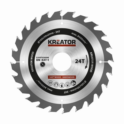 Pilový kotouč KREATOR KRT020408 - Pilový kotouč na dřevo 160mm, 24T