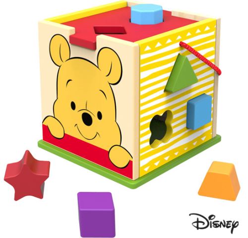 Hračka Disney baby Winnie dřevěná kostka s vkládacími tvary