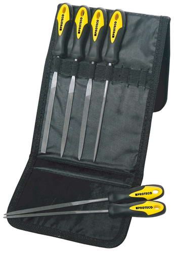 Pilník / rašple PROTECO sada jehlových pilníků 6-dílná s rukojetí v pouzdru, 10.15-9501