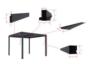Bioklimatická pergola G21 Austin 3x3 m, antracitová hliníková (14)