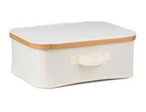 Úložný box G21 40 x 30 x 15 cm, bambusový s víkem, béžový