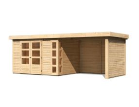 dřevěný domek KARIBU KERKO 5 + přístavek 280 cm včetně zadní a boční stěny (9208) natur LG2993