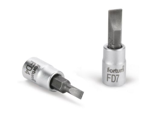 Nástrčná hlavice FORTUM hlavice zástrčná šroubovák plochý, 1/4, 4mm, L 37mm, CrV/S2, 4701800