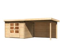 dřevěný domek KARIBU BASTRUP 3 + přístavek 300 cm včetně zadní stěny (9303) natur LG3009