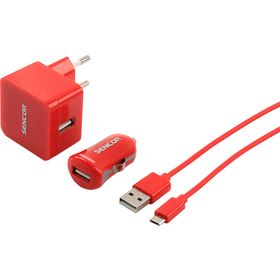 USB nabíječka SENCOR SCO 516-000RD USB KIT 1M/WALL/CAR