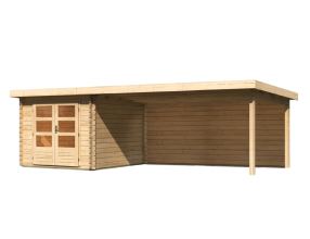 dřevěný domek KARIBU BASTRUP 4 + přístavek 400 cm včetně zadní stěny (9306) natur LG2882