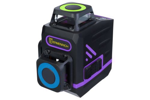 Nivelační přístroj Ermenrich LV60 PRO až 30m, zelený laser, 12 čar, fialový