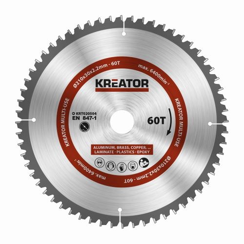 Pilový kotouč KREATOR KRT020504 - Pilový kotouč univerzální 210mm, 60T