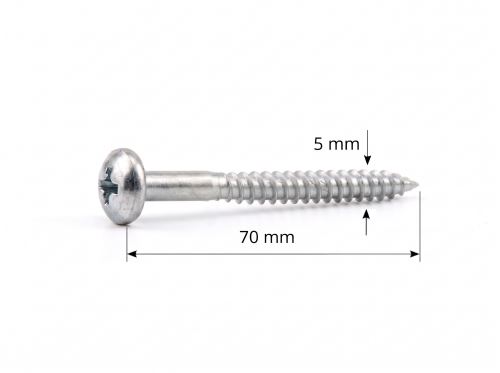 vrut do dřeva 5x70 mm půlkulatá hlava kříž LG5593