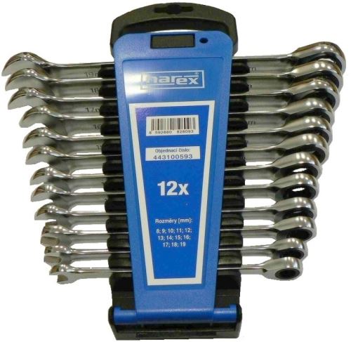 Ráčnový klíč NAREX Sada klíčů 12dílná ráčnových plast. držák DIN3113, Narex, 443100593