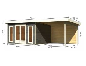 dřevěný domek KARIBU RADEBURG 2 + přístavek 330 cm včetně zadní stěny (31483) terragrau LG3933 (1)