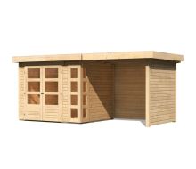 dřevěný domek KARIBU KERKO 3 + přístavek 240 cm včetně zadní a boční stěny (82934) natur LG2956