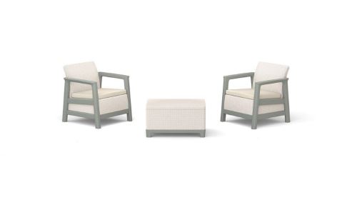 Zahradní nábytek Keter Scandi set dvě křesla + úložný stůl béžovo šedý