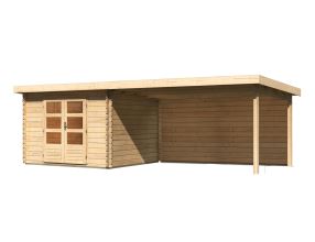 dřevěný domek KARIBU BASTRUP 5 + přístavek 400 cm včetně zadní stěny (9311) natur LG3020