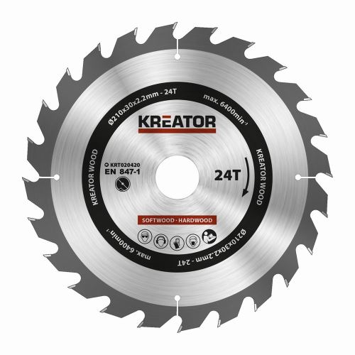 Pilový kotouč KREATOR KRT020420 - Pilový kotouč na dřevo 210mm, 24T