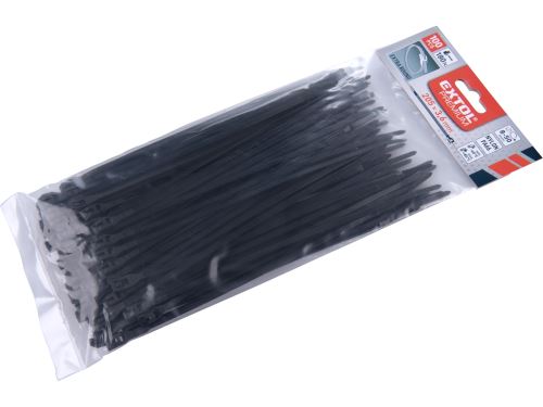 EXTOL PREMIUM pásky stahovací na kabely EXTRA, černé, 200x3,6mm, 100ks, nylon PA66, 8856232