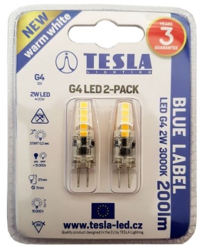 LED žárovka TESLA Žárovka LED Tesla bodová, 2W, G4, teplá bílá (2ks)