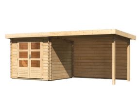 dřevěný domek KARIBU BASTRUP 2 + přístavek 300 cm včetně zadní stěny (9301) natur LG2818