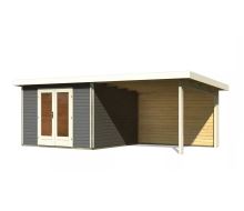 dřevěný domek KARIBU RADEBURG 1 + přístavek 330 cm včetně zadní stěny (31474) terragrau LG3926 dřevěný domek KARIBU RADEBURG 1 + přístavek 330 cm včetně zadní stěny (31474) terragrau LG3926