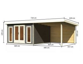 dřevěný domek KARIBU RADEBURG 3 + přístavek 330 cm včetně zadní stěny (31489) terragrau LG3947 (1)