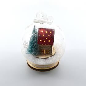 Skleněná ozdoba s domečkem a sněhem 1 LED RETLUX RXL 365