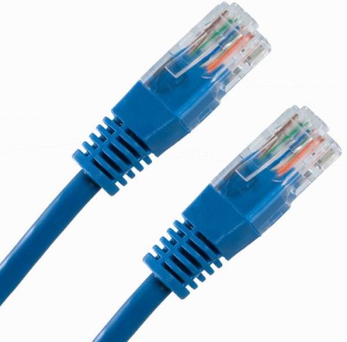 Patch kabel UTP cat 5e, 0,25m - modrý