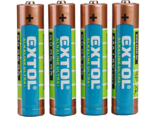 AAA EXTOL LIGHT baterie alkalické EXTOL ENERGY ULTRAplus, 4ks, 1,5V AAA (LR03), 42010