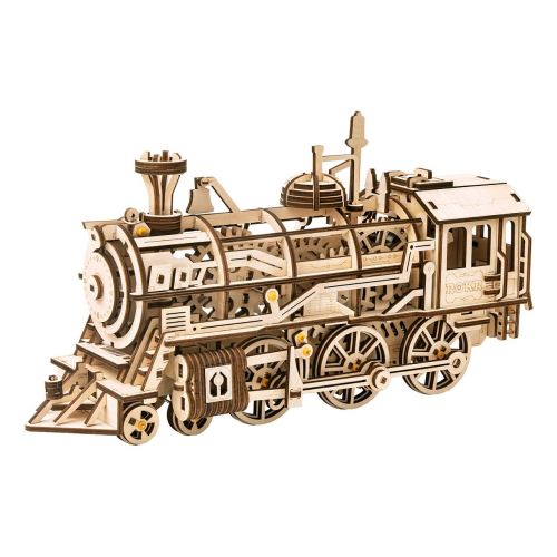 Hračka Robotime 3D dřevěné mechanické puzzle Parní lokomotiva