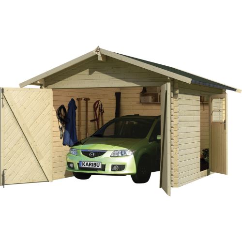 KARIBU dřevěná garáž 54133 28 mm natur