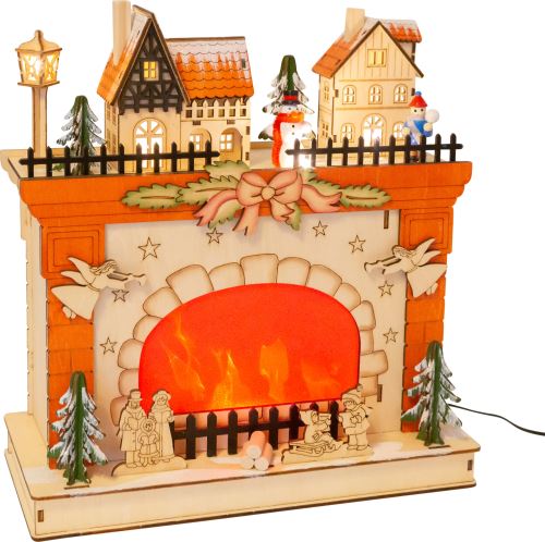 Vánoční lampa Small Foot zimní scéna u krbu