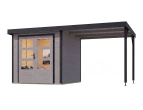 hybridní domek KARIBU JUPITER 3,5D (12383) světle šedý / antracit + přístavek 219 cm LG5010