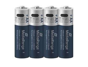 Baterie AA MediaRange nabíjecí USB-C Li-Ion , 1,5V, 1400 mAh, 4ks