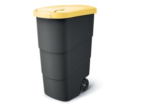 Popelnice Prosperplast Wheeler 90 l antracit se žlutým víkem