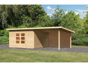 dřevěný domek KARIBU NORTHEIM 5 + přístavek 330 cm včetně zadní stěny (9275) natur LG3866 (2)